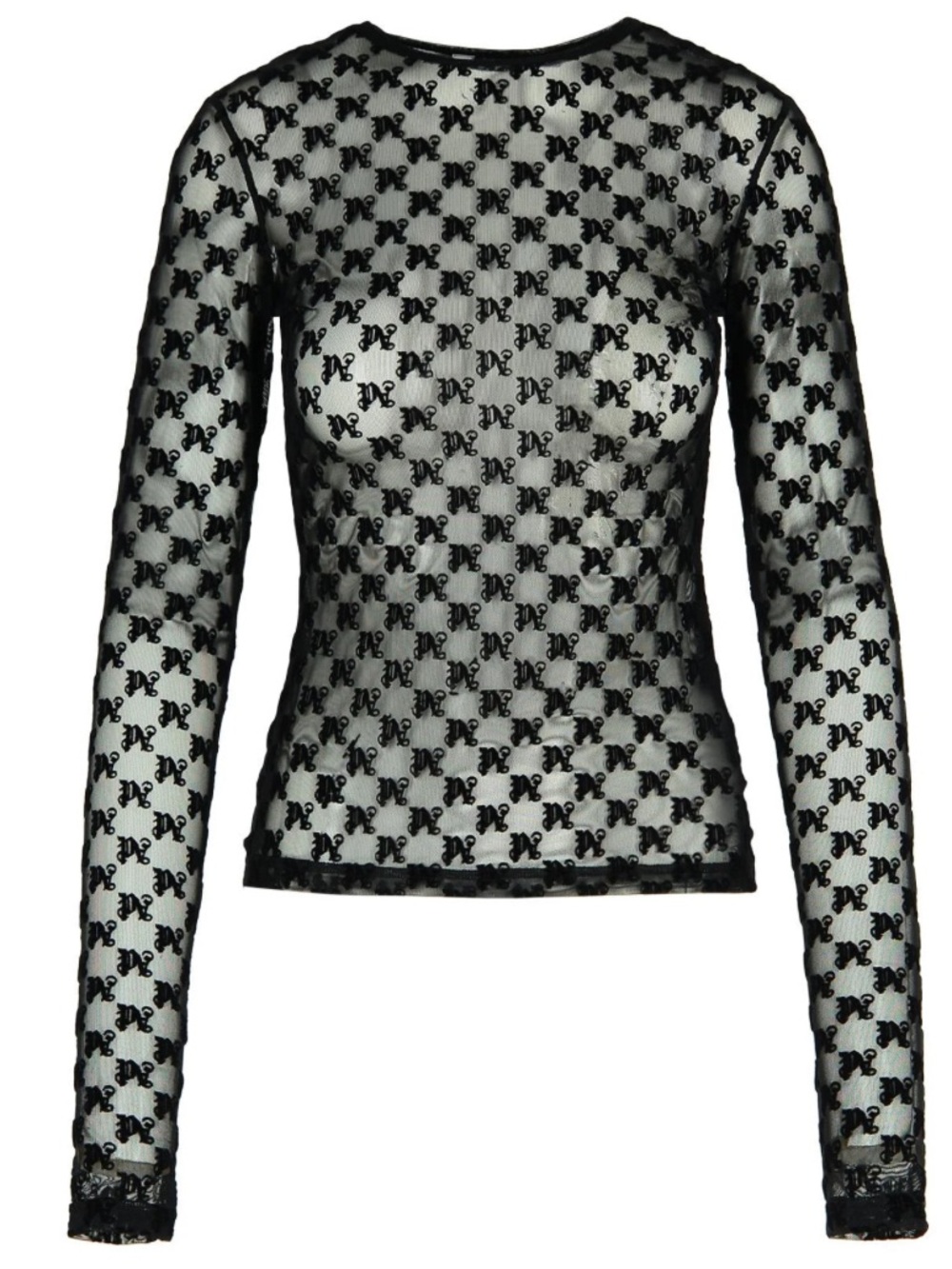 Palm Angels Monogram Pattern Semi-Sheer Top